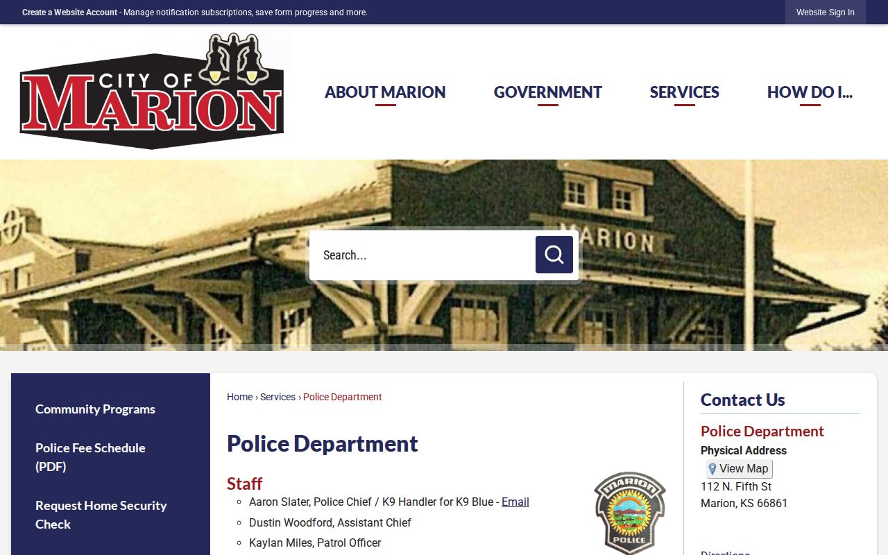 Marion Police Department official source for Marion arrest records