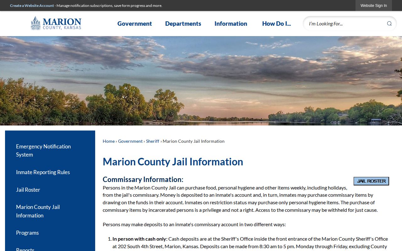 Marion County Jail official booking record and roster information